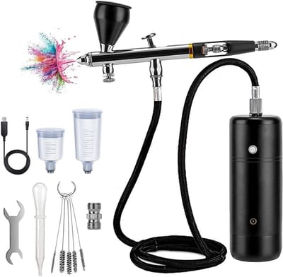 Elektrische Airbrush - Multifunctionele Airbrush - 0,3 mm spuitmond - Gemakkelijk schoon te maken - Geschikt voor nagelkunst, gezichtsbevochtiging, make-up, taart-/koekjesdecoratie