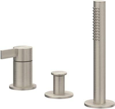 IVY Pact Badrandcombinatie 3-Gats Mengkraan met Uittrekbare Handdouche zonder Uitloop - Geborsteld Nickel PVD