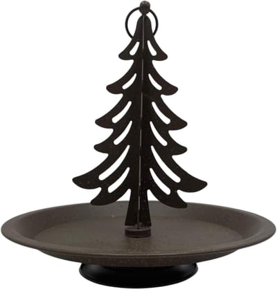 Decoratie plateau etagère kerst bruin op voet metaal 34 x 31 cm | 813091 | Home Sweet Home | Stoer & Sober Woonstijl
