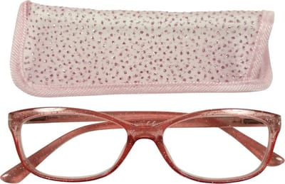 Lilly&June Leesbril Transparant Roze met Glitter +2 - Met Bijpassend Etui