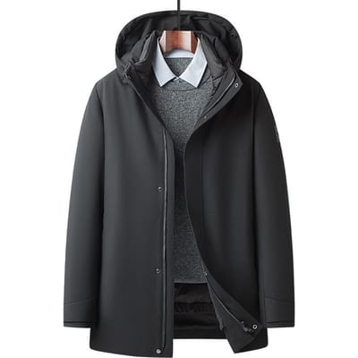 Eendelig Drie-draags Dons Verwijderbare Voering Heren Donsjack Herfst en Winter Donsjack Outdoor Warm Donsjack 3XL zwart