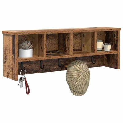 vidaXL - Wandgemonteerde - kapstok - Muurmontage - Oudhout - 75 - x - 16 - x - 26 - cm