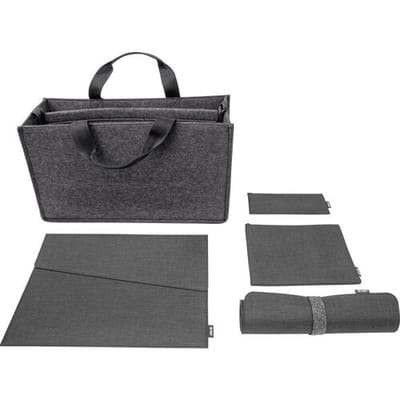 Sigel Bundle Desk Sharing Bag L Notebook Case M Organizer Set Desk Mat Tas voor accessoires Geschikt voor max. (laptop): 39,6 cm (15,6) Donkergrijs