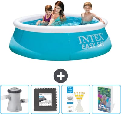 Intex Rond Opblaasbaar Easy Set Zwembad - 183 x 51 cm - Blauw - Inclusief Zwembadfilterpomp - Vloertegels - Testrips - Zwembadgids