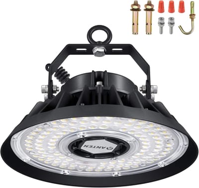 ANTENLICHT - Hanglamp - Industriële Hanglampen - Rond Hanglamp Industrieel Voor Binnen Magazijn | Sportschool | Fabriek | Garage - 200W 30000LM 5000K - Zwart