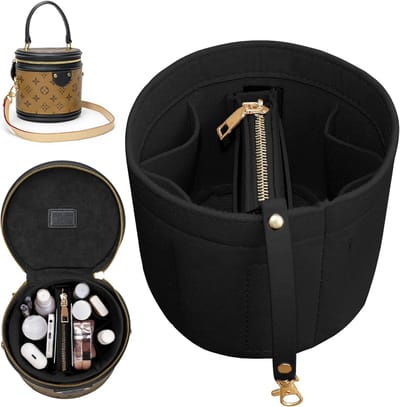 Famanu – Vilt Handtas Organizer Inserts Bag in Bag Organizer met Afneembare Tas en Sleutelhangers Past voor Cannes Tote Insert Purse Organsies - 5 Kleuren - Zwart
