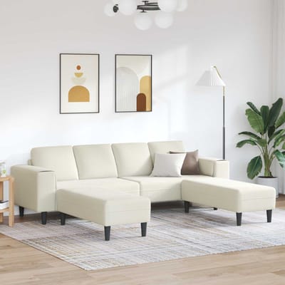 vidaXL Woonkamerbank 3 pcs Crème 250 x 188 x 76 cm