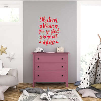 Muursticker - Oh Dear Wine - 46,4 x 64,8 - Rood