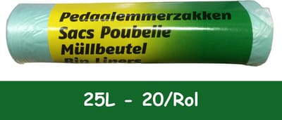 Cleany Pedaalemmerzakken - Set 20 Stuks - Groen - 50x55 cm - 25 liter