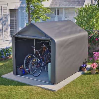 Fietsgarage Tuinhuisje 160x220x165 cm Weerbestendige tuinhuis-tent met stalen frame Donkergrijze opslagtent voor fietsen, tuingereedschap en accessoires – ideaal voor balkon, terras en tuin