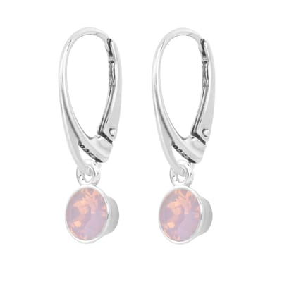 ARLIZI 2070 Oorbellen opaal roze Swarovski kristal hanger - sterling zilver - 2,5 cm