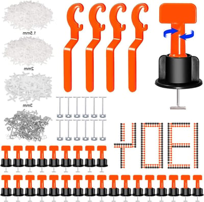 Rotatable Tegel Niveau Systeem met 200 Stukken - 2mm en 3mm Tegel Kruisen en Interchangeable Stalen Pinnen voor Perfecte Tegeluitlijning