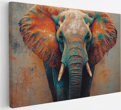 Saammp Canvas Schilderij - Abstract - Olifant - Dieren - 30x20 - Foto op canvas - Wanddecoratie - muurdecoratie Woonkamer - Slaapkamer decoratie - Canvas Print
