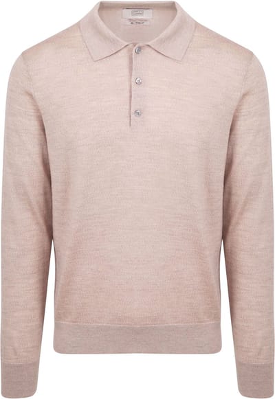 King Essentials The Robert Long Sleeve Poloshirt Merino Beige - Maat S - Heren - Pullovers