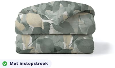 Zelesta Pure Design Green Forest 140x200 - Katoenen dekbed zonder overtrek - Met instopstrook - Wasbaar dekbed - Hoesloos dekbed - 2 in 1 Dekbed met vaste overtrek
