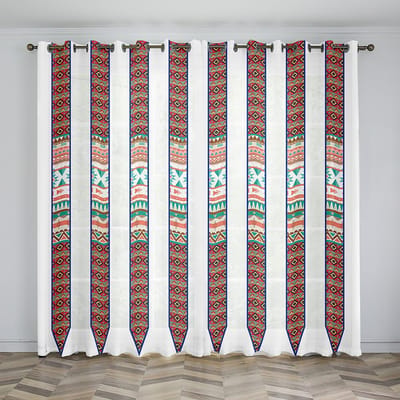 Luxe Goud Boheemse Strepen Gordijnen voor Woonkamer Slaapkamer Europees 3D Print Ramen Achtergrond Behandeling Draperieën 2 stuks W50H130(CM)x2&Hook blue