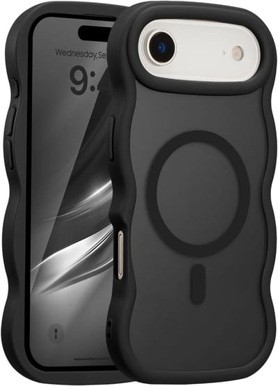 YPCd MagSafe Hoesje Geschikt voor Apple iPhone Air – Shockproof TPU – Curly Wave Backcover – Anti-Slip – Zwart