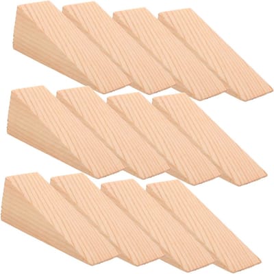 Houten Deurwiggen - Blokwig Gereedschap - Deuren Stabiliseren - Antislip Oppervlak - 12 Stuks - Lichtbruin