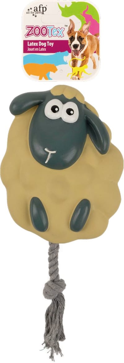 AFP Toss 'A' Sheep - Hondenspeelgoed - Piepspeeltje met trektouw - Latex/Fleece - Schaap