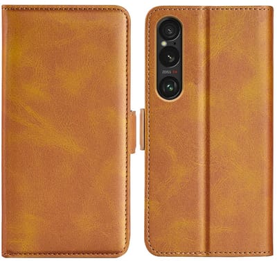 MobyDefend Hoesje - Geschikt voor Sony Xperia 1 VII - Luxe Wallet Book Case (Sluiting Zijkant) - Lichtbruin