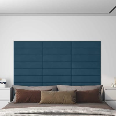 vidaXL - Wand - Hoofdbord - 12 - st - Blauw - Fluweel