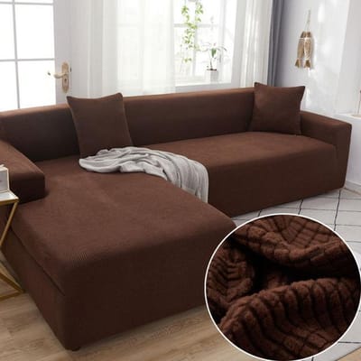 Housse de canapé élastique en tissu peluche, housse de canapé en forme de L solide, nécessite 2 pièces pour le salon, housse extensible 1-seater 90-140cm gray