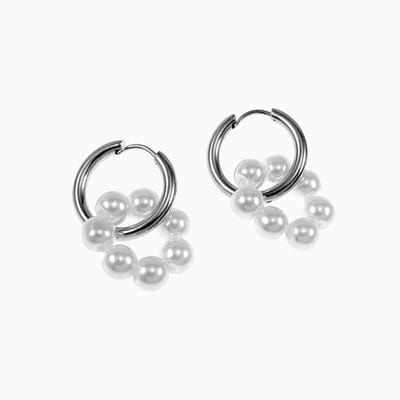 ∅19mm Oorringen Dames - Witte Kristallen - Roestvrij staal - Oorbellen met Donut Hangers