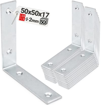 LUN FIX - Stoelhoekconstructiehoek - 50 stuks - Smalle hoekverbinder - 90 graden - Houtverbinder 50x50x17x2 mm