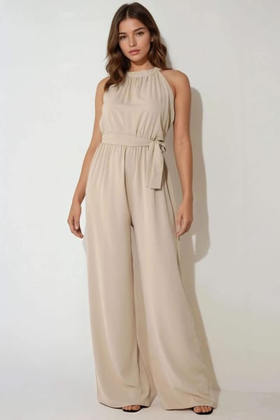 Brede Been Halter Nek Jumpsuit