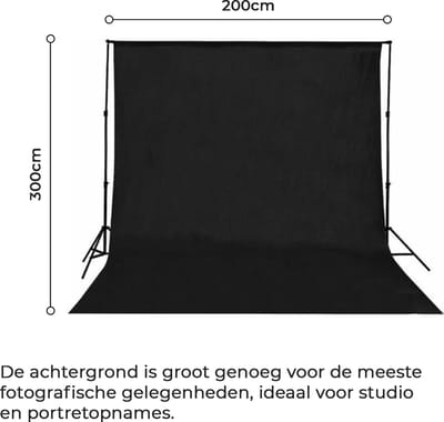 Blackscreen - 200 * 300cm - Uittrekbare zwarte screen - fotostudio met Chromakey effect - film shooting background - backdrops fotografie - fotografie, video en televisie blackscreen - zwart fotodoek - Achtergronddoek Voor Fotostudio