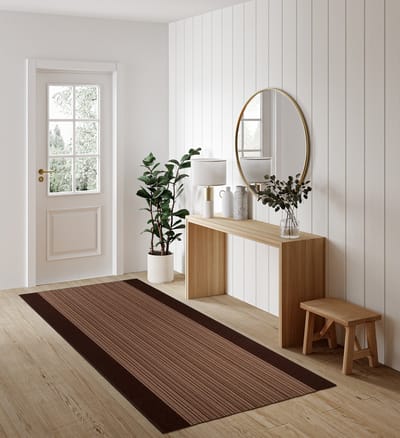 Tapiso Antislip Rubber Mat Bruin Donker Lijnen Modern Rubbermat Tapijt Maat- 80x600