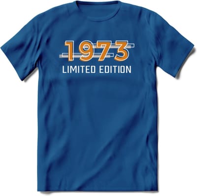 1973 Limited Edition T-Shirt | Goud - Zilver | Grappig Verjaardag en Feest Cadeau Shirt | Dames - Heren - Unisex | Tshirt Kleding Kado | - Royal Blue - XXL
