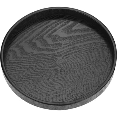 Forme Ronde Bois Massif Thé Café Collation Nourriture Repas Plateau de Service Assiette Plateaux de Restaurant 24cm black