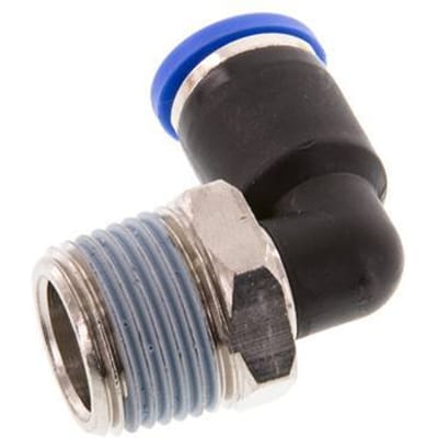 8mm x R3/8'' 90 graden L-verbinding Messing/PA 66 Insteekfitting Buitendraad Kort Draaibaar NBR [2 Stuks]
