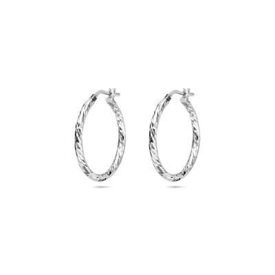 Zilver Gerhodineerd oorringen gediamanteerd 2,0 mm - 1337981