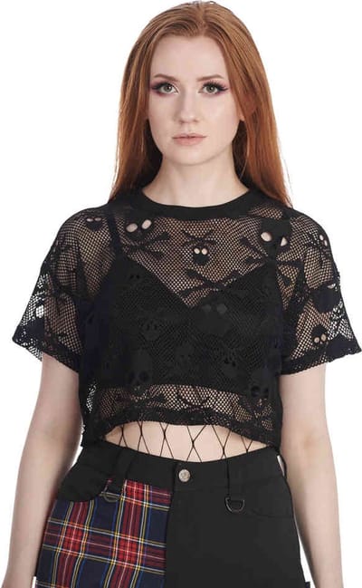 Banned - Skull Queen Crop top - XS - Zwart