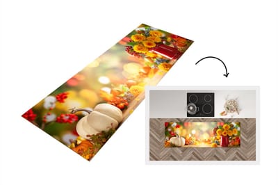 Keukenloper - Loper keuken - Herfst - Dahlia - Pompoen - 150x50 cm - Keukenloper vinyl