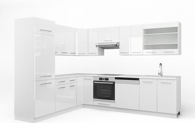 Vicco Hoekkeuken Fame-Line, Wit Hoogglans/Wit, 287 x 227 cm zonder werkblad