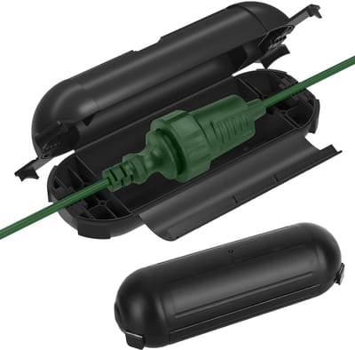 Tuinkabel Box - Waterdichte Doos - Buiten Verbindingen - Weerbestendige Bescherming - 21 cm Lengte - Zwart