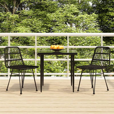 vidaXL - 3-delige - Tuinset - poly - rattan - zwart