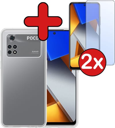 Hoesje - Met 2x Screenprotector - Geschikt voor Xiaomi Poco X4 Pro 5G - Sterk & Shockproof - Telefoon Hoes - Back Cover - Siliconen Case - Telefoonhoes - Transparant