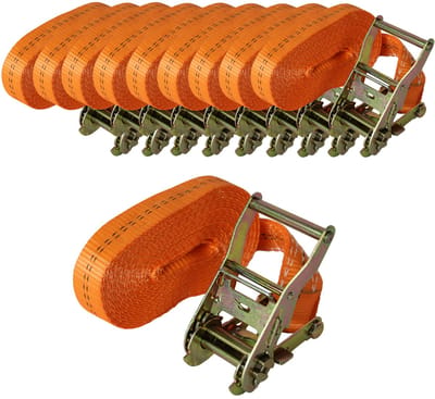 10x Professionele ratelsjorband Spanband 1-delig 6m 2t 2tot 2000kg TÜV/GS ORANJE