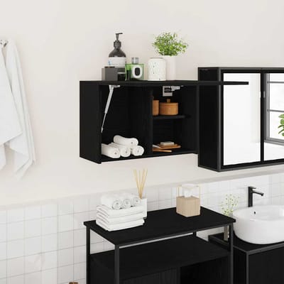 vidaXL - Badkamerwandkast - 60x25x40 - cm - bewerkt - hout - zwart