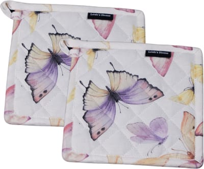Pannenlappen set - 2 stuks - Cadeau voor haar - Vlinder - Wit