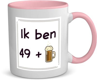 Akyol - ik ben 49 + 1 koffiemok - theemok - roze - 49+1 - mensen die 50 zijn geworden - 50 jaar sarah en abraham cadeau - jubileum man en vrouw - verjaardags - grappige tekst - jarig - verjaardag - 350 ML inhoud