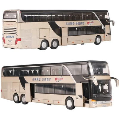 1/50 Luxe touringcar Speelgoedauto Diecast Minatuurmodel Pull Back Geluid & Licht Educatieve Collectie Cadeau Voor Jongen Kinderen