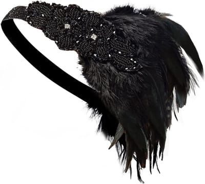 Masquerade Diamanten Veren Haarband voor 1920er Jaren Feest, Vintage Accessoires en Kostuumdecoratie
