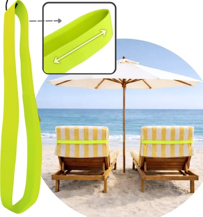 Hoya living - Strand handdoek Elastiek Band Ligbed - Neon Geel - rekbaar 45-70 cm - strandbed elastiek - strandhanddoekbanden