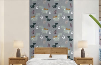 Behang - Fotobehang Patronen - Jongens - Kinderen - Dinosaurus - Breedte 150 cm x hoogte 240 cm