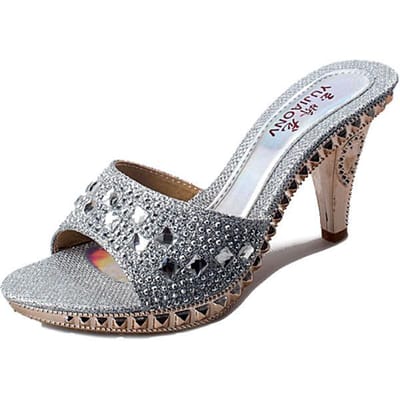 Spikehakken Dames Pumps Sexy Hoge Hakken Dames Kristal Feest Dames Schoenen Goud Open Teen Dames Schoenen 35 zilver